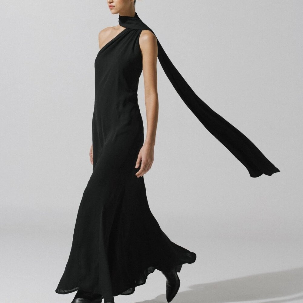 NWT BAOBAB Ari One Shoulder Ruched Scarf Black